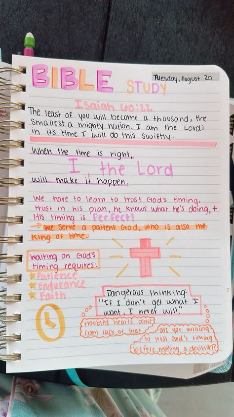 bible study 💐💘💝 Bible Verse Isaiah 60:22, Bible Study Notes Ideas, Isaiah Bible Study, Bible Devotional Journal, Bible Verse Notebook, Easy Bible Study, Notebook Wallpaper, Ig Notes, Isaiah Bible