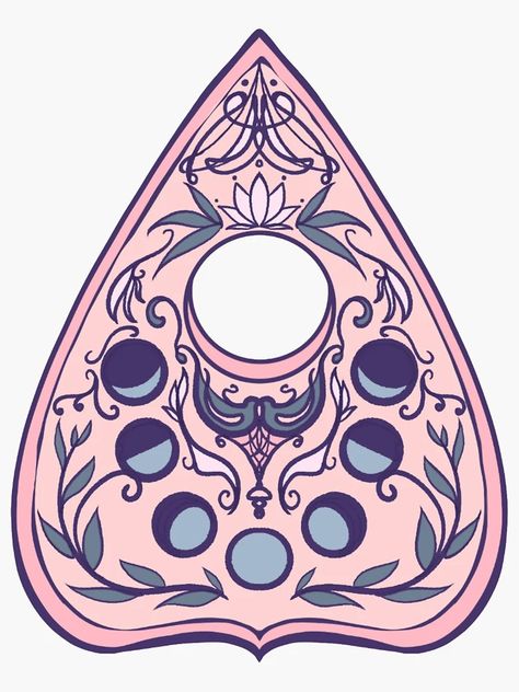 "Pink Planchette" Sticker for Sale by creationwitch | Redbubble Ouija Tattoo, Wonderland Tattoo, Stained Glass Patterns, Silhouette Projects, Cute Tattoos, Tattoos And Piercings, Quilting Projects, Halloween Themes, Hand Tattoos