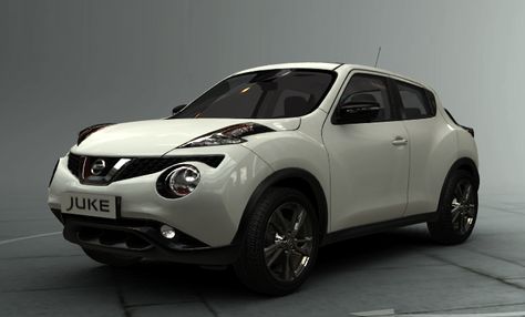 Another idea for a look for Little Car. I like the expressive headlights and "eyebrows," and the chunky body. Pretty adorable! Nissan Juke White, Nissan Juke 2014, Toyota Chr, Hummer Cars, New Nissan, Nissan Infiniti, Nissan 370z, Nissan Juke, Unique Cars