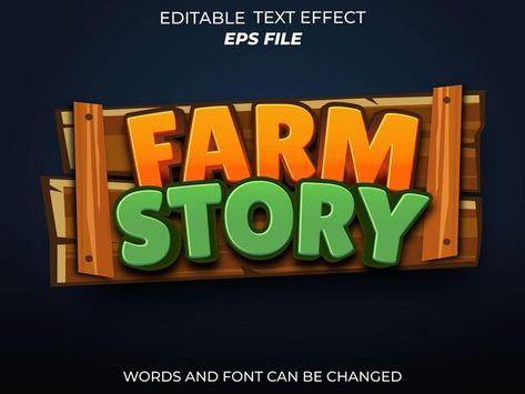 Farm story text effect font editable typ... | Premium Vector #Freepik #vector #farm #sign #garden #fonts Farm Font, Farm Fonts, Story Text, Text Games, Bedroom Shades, 3d Text, Vector Template, Text Effect, Text Effects