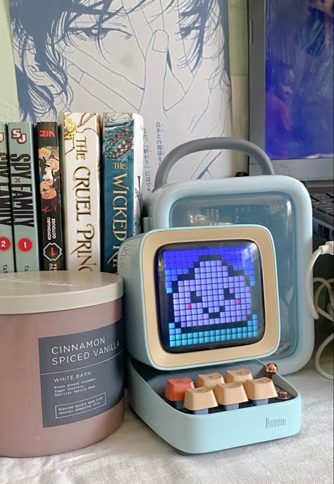 #aesthetic #cutecore #desk #desksetup #divoom Divoom Aesthetic, Divoom Ditoo Speaker Aesthetic, Aesthetic Desk Decor, Music Visualizer, Retro Pixel Art, Desktop Gadgets, Music Visualization, Speakers For Sale, Aesthetic Desk