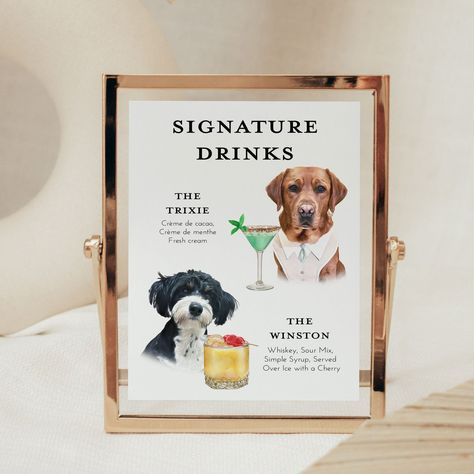 Pet Signature Drink Sign, Cocktail Sign, Cat Drink Sign, Wedding Decor, Bar Menu Animal Cocktails Wedding, Dog Cocktail Menu Wedding, Signature Pet Drinks, Signature Drinks Dogs Wedding, Wedding Signature Drinks Dog, Dog Drink Menu Wedding, Dog Signature Cocktail Sign, Pet Cocktail Sign, Signature Drink Pet Sign