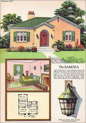 1927 American Builder - Spanish Revival | Flickr - Photo Sharing! Small Spanish House, Spanish Style House Plans, Spanish House Plans, Vintage Floor Plans, Spanish Bungalow, Colonial House Plans, Plans Architecture, Vintage House Plans, Sims House Plans