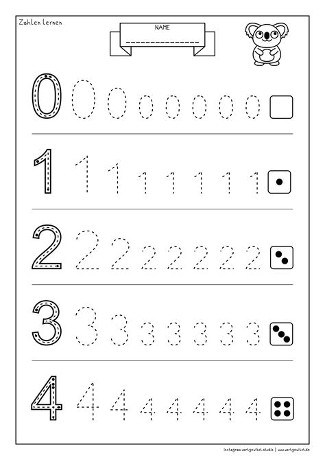 Vorschulkinder können hier mit ersten Übungen die Zahlen von 0 bis 4 lernen. Erste Matheübungen für Vorschüler oder Grundschüler. Diese und mehr Arbeitsblätter zum Ausdrucken findet ihr auf meiner Webseite. Viel Spaß beim Üben zu Hause oder im Kindergarten. #arbeitsblätter #vorschule #lernen #unterrichtsmaterial Maths Kindergarten, Preschool Number Worksheets, Kindergarten Colors, Kindergarten Songs, Alphabet Worksheets Kindergarten, Cursive Writing Worksheets, Kids Worksheets Preschool, Preschool Math Worksheets, Preschool Writing