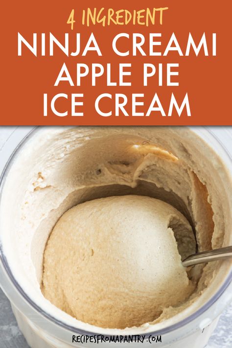 This easy Ninja Creami Apple Pie Ice Cream Recipe makes flavorful, creamy indulgent homemade apple pie ice cream - with just 6 simple ingredients and the Ninja Creami machine. Great fall dessert and Thanksgiving dessert using store-bought applesauce or fresh applesauce and it's easy to customize with mix-ins. It can be made a dairy free Ninja Creami apple Ice cream - Fall Ninja Creami recipe. Click for the Ninja Creami apple dessert!! #ninjacreami #icecream #applepie #fall #dessert Homemade Apple Ice Cream, Fall Ninja Creami, Apple Pie Ninja Creami, Apple Pie Ice Cream Recipe, Ninja Creami Ice Cream Recipes Clean Simple Eats, Ninja Creami Apple Pie Ice Cream, Ninja Creami Cinnamon Ice Cream, Fall Ninja Creami Recipes, Ninja Creami Ice Cream Recipe