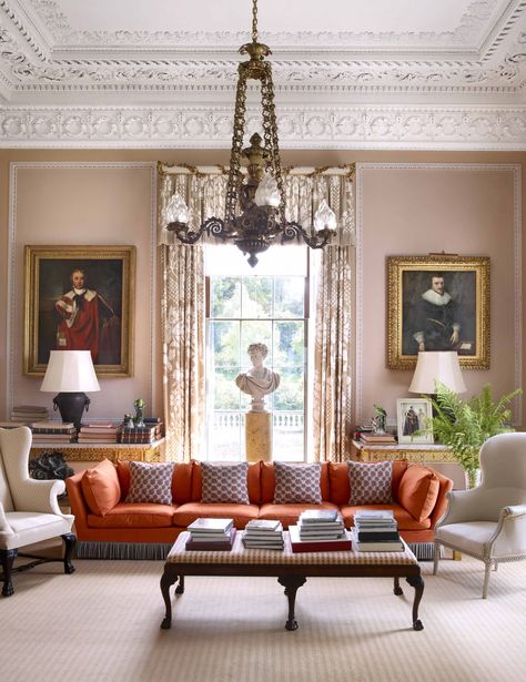 Tour a Legendary Manor in Northern Ireland- ELLEDecor.com Irish Living Room, Classic Living Room Decor, Regency Interior, David Hicks, White Furniture Living Room, Elegant Living Room Design, Interior Design Per La Casa, Classic Living Room, Design Salon