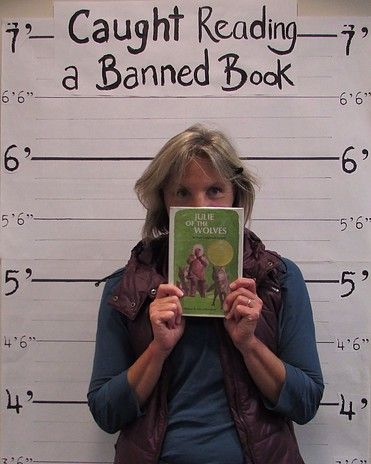 Caught Reading A Banned Book, Banned Book Activities, School Library Rules, Banned Books Display, Banned Books Week Display, Middle School Library, School Library Book Displays, Library Rules, Books Display