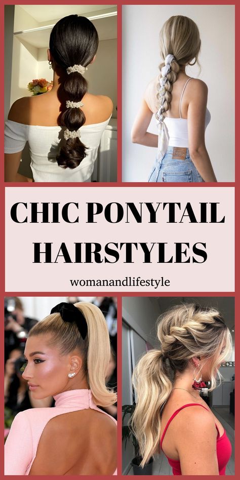 Ponytail hairstyles are timeless and versatile. They look stunning with everything, from everyday outfits to fancy gowns. They can bring out your best facial features, especially your eyes and cheekbones. The best thing about ponytails is that there are hundreds of ways to style them, and here are some of the prettiest ideas the Internet has to offer. Formal Braided Ponytail Hairstyles, Cute Low Ponytail Hairstyles, Cute Ponytails For Long Hair, Fancy Ponytail Hairstyles, Formal Ponytail Hairstyles, Braid With Scarf, Formal Ponytail, Fancy Ponytail, Strapless Dress Hairstyles