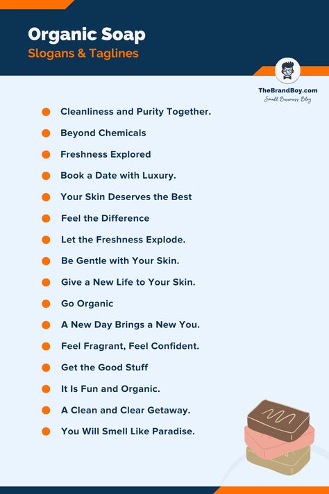 146+ Catchy Organic Soap Slogans and Taglines - theBrandBoy.com Organic Soap Recipe, Product Slogans, Cold Process Soap Designs, Business Slogans, Cool Slogans, Catchy Slogans, Attract Customers, Homemade Soap Recipes, Facial Skin Care Routine