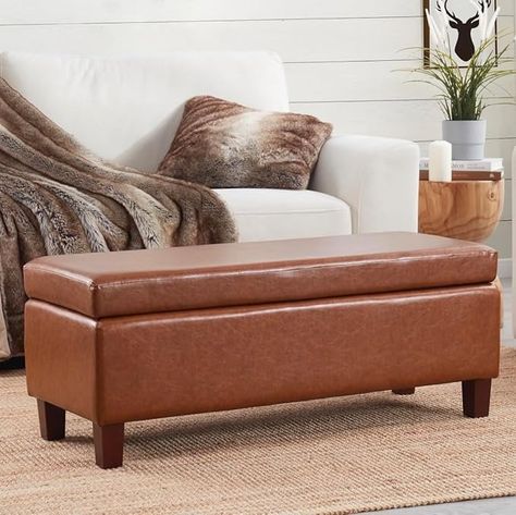 Amazon.com: Ornavo Home Storage Ottoman Bench Upholstered Rectangle Storage Ottoman with Hinge Lid for Entryway, Bedroom, Living Room, Faux Leather Mocha : Home & Kitchen Bench Storage, Storing Blankets, Upholstered Storage Bench, Leather Bench, Entryway Bedroom, Fabric Ottoman, Storage Ottoman Bench, Bench Upholstered, Blanket Storage