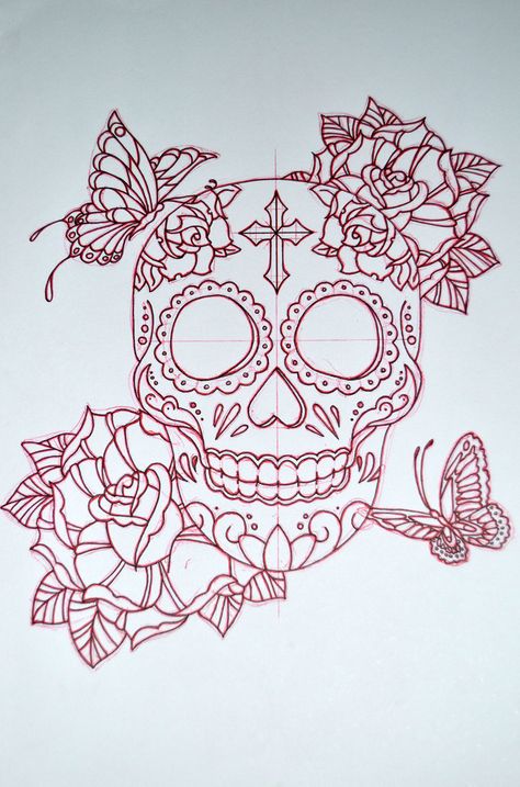 Flower Crown Drawing, Sugar Skull Drawing, Crown Drawing, Skull Designs, Skull Coloring Pages, Semicolon Tattoo, Tattoo Zeichnungen, Sugar Skull Design, Sugar Skull Tattoos