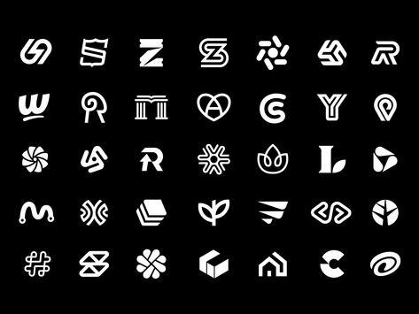 Monochrome Marks & Symbols Collection Ns Logo, Logo Design Branding Simple, Letter Icon, Logo Presentation, Logo Shapes, Logo Design Inspiration Branding, Game Logo Design, Industry Logo, Design Theory