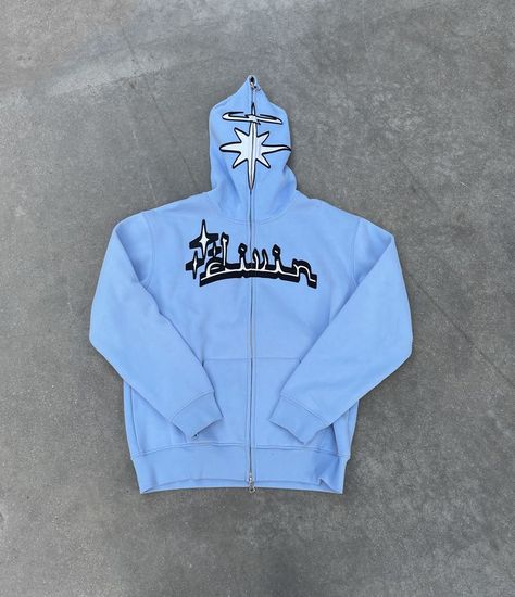 fullzip divinbydivin blue hoodie Gothic Hoodies, Hoodie Design Ideas, Street Y2k, Men Sweatshirts, Goth Women, Outfit Collage, Hoodie Oversize, Y2k Hoodie, Cartoon Outfits