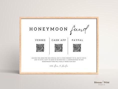 Venmo Sign, Qr Code Wedding, Honeymoon Fund, Event Template, Wishing Well, Printing Companies, Wedding Invitation Paper, Qr Codes, Wedding Templates