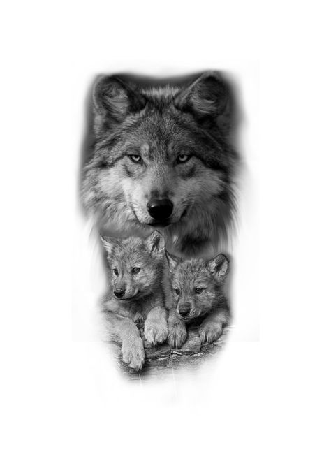 Wolf Family Tattoos For Women, Wolf Cub Tattoo Design, Wolf And Cub Tattoo, Wolf And Cub Tattoo Design, Family Sleeve Tattoo, Wolf Pack Tattoo, Wolf Tattoo Forearm, Puppy Tattoo, Cubs Tattoo