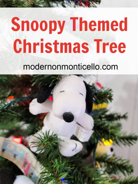 snoopy themed Christmas tree Snoopy Themed Christmas Tree, Peanuts Themed Christmas Tree, Snoopy Christmas Tree Decorations, Diy Snoopy Christmas Decorations, Charlie Brown Themed Christmas Tree, Snoopy Christmas Tree Ideas, Snoopy Xmas, Charlie Brown Christmas Decorations, Snoopy Christmas Decorations