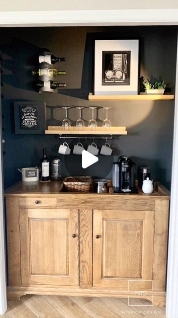 N I S d e s i g n s on Instagram: "From closet to coffee/wine bar. I love simple changes for big impact 🤍 #transformation #beforeafter #closetmakeover #coffeebar #winebar #smartspaces #diyclosetmakeover #changeitup #homesweethome #functionalspace #waistedspace" Closet Bar Ideas, Coffee And Wine Bar Ideas, Wine Bar Ideas, Bar Closet, Closet Makeover Diy, Coffee/wine Bar, Closet Bar, Love Simple, Coffee Wine