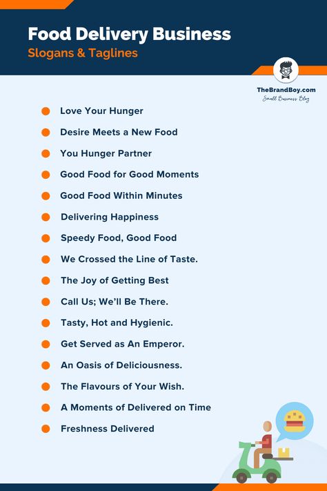 171+ Catchy Food Delivery Business Slogans and Taglines Food Marketing Ideas, Bakery Slogans, Food Blog Names, Restaurant Quotes, Catchy Lines, Food Delivery Business, Delivery Business, Food Business Ideas, Food Captions