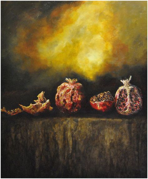 Study In Decaying Pomegranates by James de Villiers Decaying Fruit, Decay Art, Rotten Fruit, Growth And Decay, Art Alevel, Sketchbook Inspo, Food Artwork, Food Painting, Fruit Painting