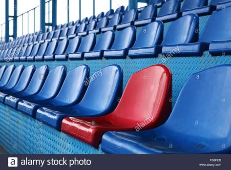 Empty plastic seats at stadium, open door sports arena. Stock Photo Shutter Stock, Stadium Seats, Sports Arena, Blue Football, Open Door, Seating Plan, Football Game, Photo Illustration, Royalty Free Photos