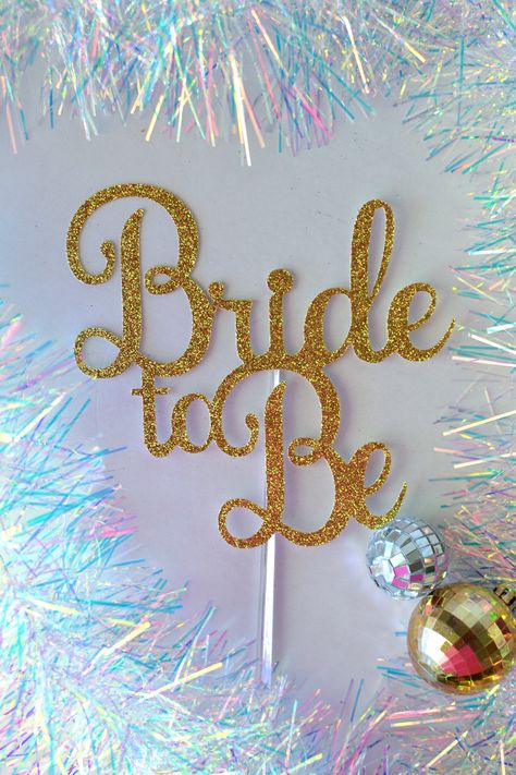 Glitter Bride to Be Cake Topper, From Miss to Mrs Cake Topper, Bridal Shower Cake, Engagement Party Topper, Wedding Cake topper by PrettyCuteCuts on Etsy Bride To Be Topper Printable, Bride To Be Topper, Miss To Mrs Cake Topper, Miss To Mrs Cake, Diy Cake Topper Printable, Bride To Be Cake Topper, Cake Engagement, Bride To Be Cake, Bride Cake Topper