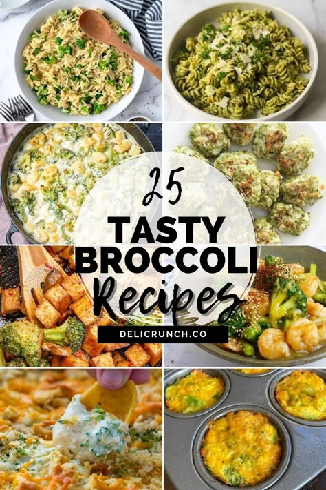 a collage of broccoli recipes Lunches With Broccoli, Smashed Crispy Parmesan Broccoli, Fun Broccoli Recipes, Recipes Using Fresh Broccoli, Things To Make With Broccoli, Dinner Recipes With Broccoli, Brocolini Recipes Easy, Meals With Broccoli, Recipes Using Broccoli