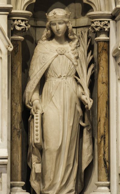 St Catherine of Alexandria Statue of St Catherine in St Patrick's Cathedral, New York. | by Lawrence OP St Catherine Of Alexandria, Saint Katherine, Saint Catherine Of Alexandria, St Patrick's Cathedral, Saint Statues, Catherine Of Alexandria, Saint Catherine, Cemetery Statues, Istoria Artei