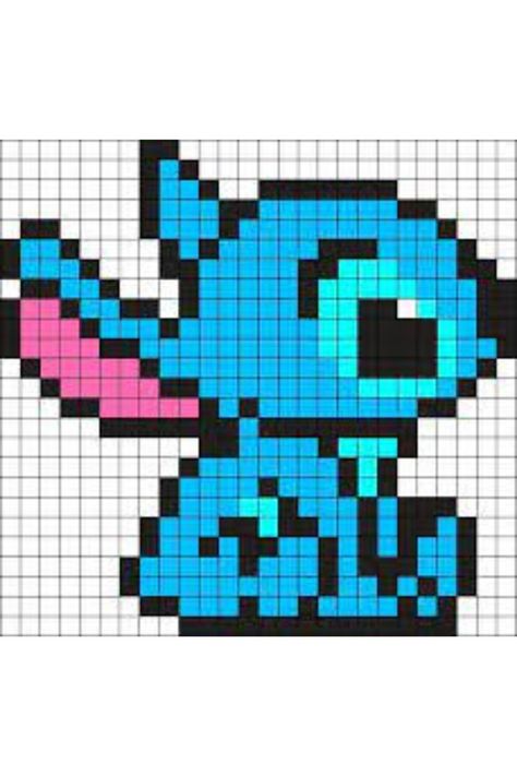 Pixel Art Stitch, Hamma Beads Ideas, Easy Pixel Art, Pixel Art Templates, Pixel Drawing, Lilo Et Stitch, Graph Paper Art, Plastic Canvas Tissue Boxes, Disney Cross Stitch