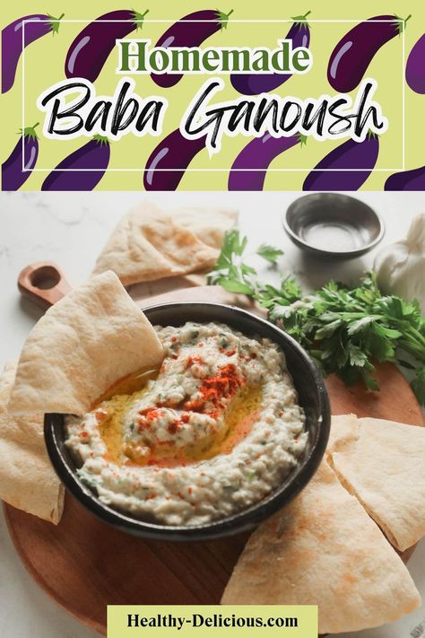 Tis delicious baba ganoush (also spelled baba ghanoush or baba ghanouj) is an eggplant based dip commonly enjoyed throughout the Mediterranean region. Baba Ghanoush Recipe, Eggplant Dip Recipes, Babaganoush Recipe, Baba Ghanoush, Eggplant Dip, Baba Ganoush, Roasted Eggplant, Condiment Recipes, Seasonal Recipes