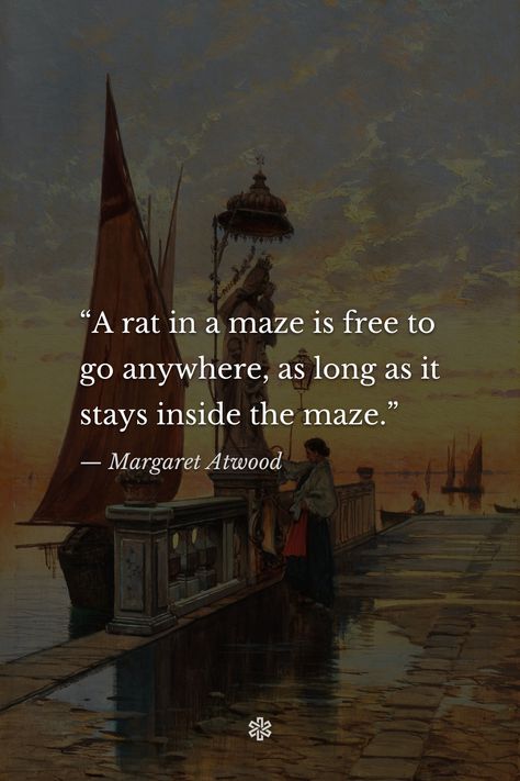 “A rat in a maze is free to go anywhere, as long as it stays inside the maze.” — Margaret Atwood, “The Handmaid’s Tale” // Art: “Venice, a Prayer in Chioggia” by Hermann David Salomon The Handmaid's Tale Aestethic, Handmaid's Tale Quotes, Handmaids Tale Aesthetic, The Handmaid's Tale Quotes, Handmaids Tale Quotes, The Handmaid's Tale Book, A Handmaids Tale, Anti Republicans, Feminine Rage