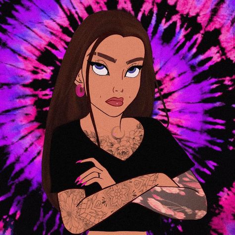 Tatted Disney Princess, Disney Princess With Tattoos, Emo Disney Characters, Emo Disney Princess, Punk Disney Characters, Gothic Disney, Tattooed Princess, Hipster Princess, Dark Disney Tattoo