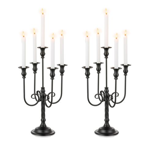 PRICES MAY VARY. 【EASY TO ASSEMBLE】Candeldo candelabra centerpieces come in 5 pieces each (1pc top, 2pc stem, 1pc rod and 1pc base) and put together easily, which has saved you a lot of time. 【STURDY AND STRAIGHT】Candeldo candelabra candle holder is made of high-quality metal and the base is wide of 5.1 inches, it's so sturdy and didn't fall over, and make the candles stand up straight easily. 【MATTE BLACK】Candeldo black candelabra has a matte finish. It is not shiny gray and more like a vintage Black Halloween Decorations, Candelabra Halloween, Fireplace Victorian, Halloween Candelabra, Stand For Table, Gothic Candle Holder, Candles Stand, Metal Candle Stand, Black Candelabra