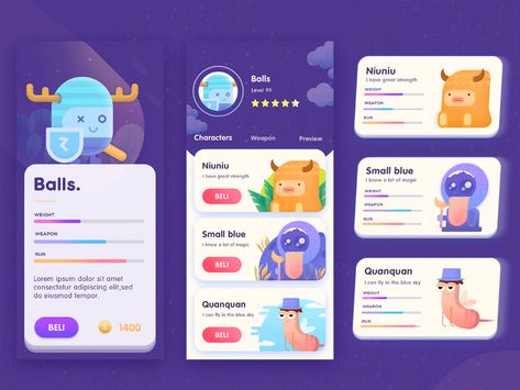 Cartoon game UI exercises by YQ_zhong on Dribbble Kids App Design, Gamification Design, Ux Kits, Ui Ux 디자인, Mobile App Design Inspiration, App Interface Design, Desain Editorial, Game Interface, Game Ui Design