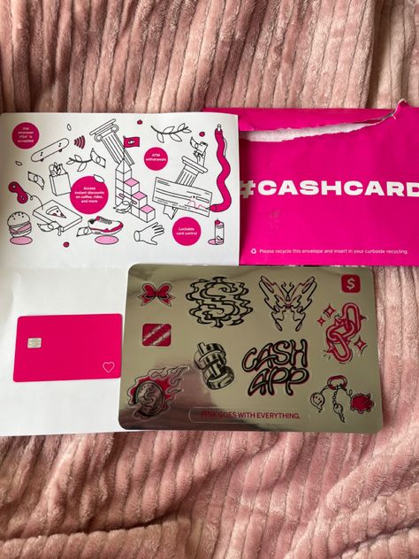 my pink cashapp card and the stickers that came with the new theme Cashapp Card Design Ideas, Card Ideas Simple, Cashapp Card Ideas, Cashapp Card, Cash App Card Ideas, Card Design Ideas, Cash App, Pink Themes, Everything Pink