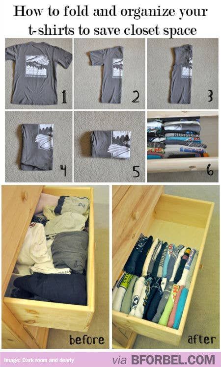 18 Helpful Diagrams To Solve All Your Clothing Woes Diy Clothes Storage, Save Closet Space, Organiser Son Dressing, Organize Clothes, Closet Organisation, Diy Space Saving, Organize Life, Life Hacks Organization, Hacks Lifehacks