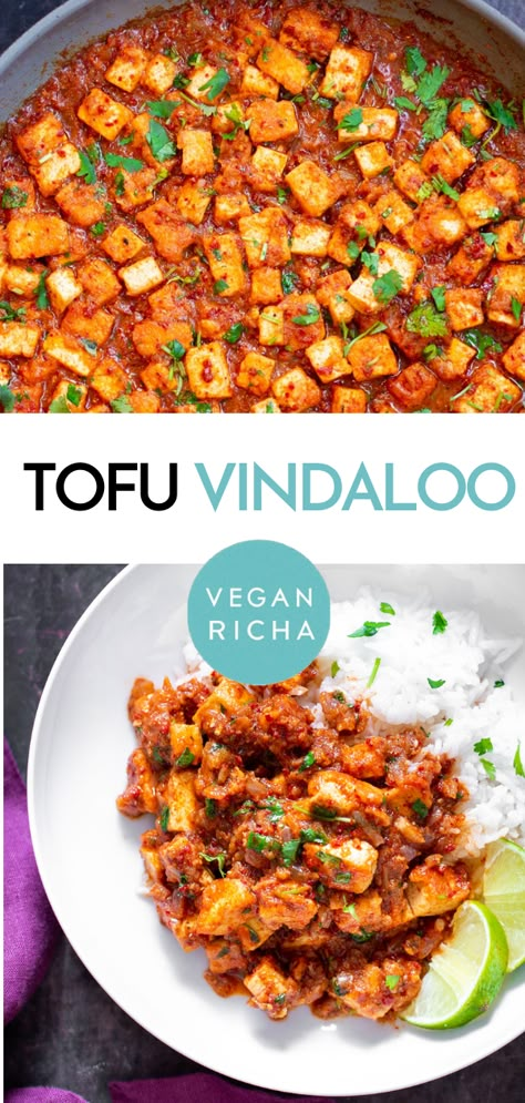 Vegetarian Vindaloo, Seared Tofu, Vindaloo Recipe, Vinegar Sauce, Indian Cheese, Vegan Richa, Vindaloo, Recipe Indian, Vegan Curry