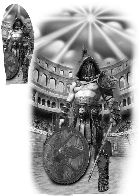 Colosseum Tattoo Design, Roman Colosseum Tattoo, Colosseum Tattoo, Tattoo Design Meaning, Warrior Tattoo Design, Cover Up Tattoos For Men, Warrior Tattoo Sleeve, Roman Tattoo, Gladiator Tattoo