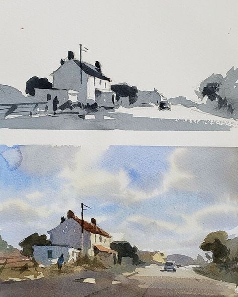 Tonal Studies, Painting Environment, Step Landscape, Andy Evansen, Value Study, French Landscape, Fall Scenery, Heron Art, Architecture Drawing Sketchbooks