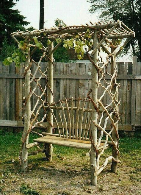 Arbor Bench, Willow Furniture, Twig Furniture, Garden Arbor, Garden Walkway, Trellis Plants, Have Inspiration, Garden Seating, Garden Trellis