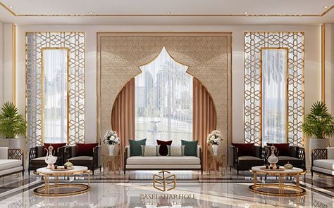 Majles Design, Modern Islamic Interior, Islamic Living Room, Arabian Design, Modern Arabic Interior, Halal Restaurant, Arabic Living Room, Arabic Interior Design, Islamic Interior Design