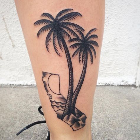 California palm trees #blackandgreytattoo #tattoo Traditional Tattoo Black And Grey, Tiki Tattoo, Hawaii Tattoos, Island Tattoo, Optical Illusion Tattoo, Tree Tattoos, Palm Tattoos, Traditional Tattoo Sleeve, Tree Tattoo Designs