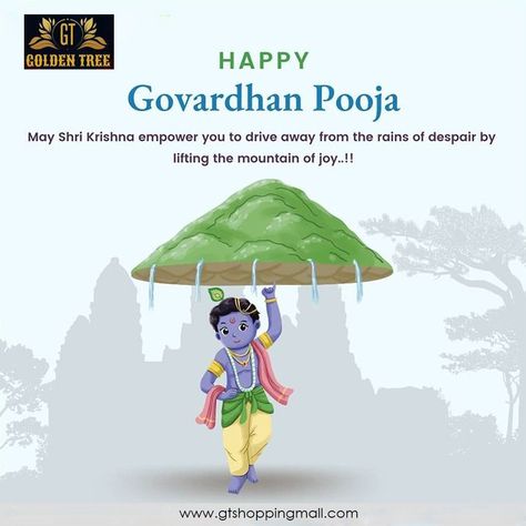 Wishing everyone a Happy and Prosperous Govardhan Puja from Golden Tree Garments. May this holy day bring good health, wealth and joy to your life ahead. Celebrate the day in the royal, amazing clothing apparels by Golden Tree. Via Golden Tree Garments ~ www.gtshoppingmall.com #GoldenTree #HappyGovardhanPuja #Spiritual #BlessCreation #BlessInnovation #ForSuccess #MayLordBlessYou #CelebrateWithUs Govardhan Pooja, Happy Govardhan Puja, Happy Govardhan, Govardhan Puja, Sofa Cleaning Services, Air Conditioner Service, Deep Cleaning Services, Office Cleaning Services, School Creative