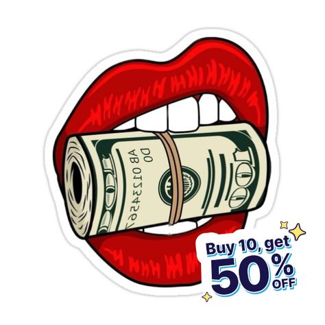 Decorate laptops, Hydro Flasks, cars and more with removable kiss-cut, vinyl decal stickers. Glossy, matte, and transparent options in various sizes. Super durable and water-resistant. Naughty red lips bitting 100 dollar bill bundle 100 Dollar Bill, Money Pictures, 100 Dollar, Dollar Bill, Curriculum Vitae, Journal Gift, How To Get Rich, Phone Case Stickers, Graffiti Art