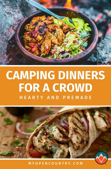 Make dinner at the campsite a breeze with these premade dinner ideas for large groups. Packed with flavor and easy to prepare, these meals are ideal for feeding a hungry crowd. With recipes for crockpot dishes, foil packets, and easy one-pot meals, you’ll have everyone around the campfire happily digging in with these simple yet delicious dinner options. Learn more about Camping Food for a Crowd. Hobo Dinners Camping, Easy Camping Sides, One Pot Meals For A Crowd, Camp Food For Large Groups, Rv Meals Ideas Simple, Camp Dinners For A Crowd, Camping Potluck Ideas, Make Ahead Meals For A Crowd, Dinner Ideas For Large Groups