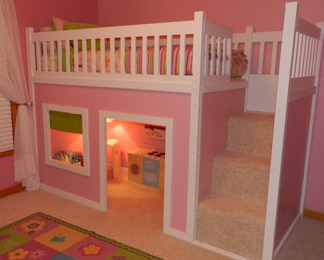 Baby Bunk Beds, Playhouse Loft Bed, Bunk Beds Small Room, Rosa Sofa, Girls Bunk Beds, Playhouse Bed, Minimalist Dekor, Loft Bed Plans, Diy Loft Bed