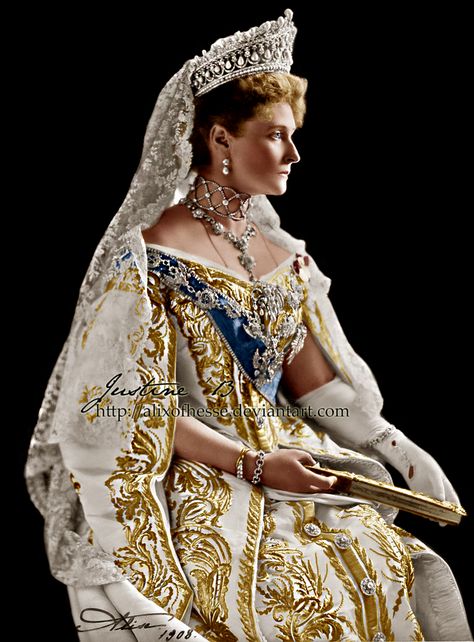 Empress Alexandra by AlixofHesse.deviantart.com on @deviantART Empress Alexandra, Alexandra Feodorovna, Royal Crowns, Romanov Dynasty, Court Dresses, Royal Tiaras, Romanov Family, Royal Dresses, Imperial Russia