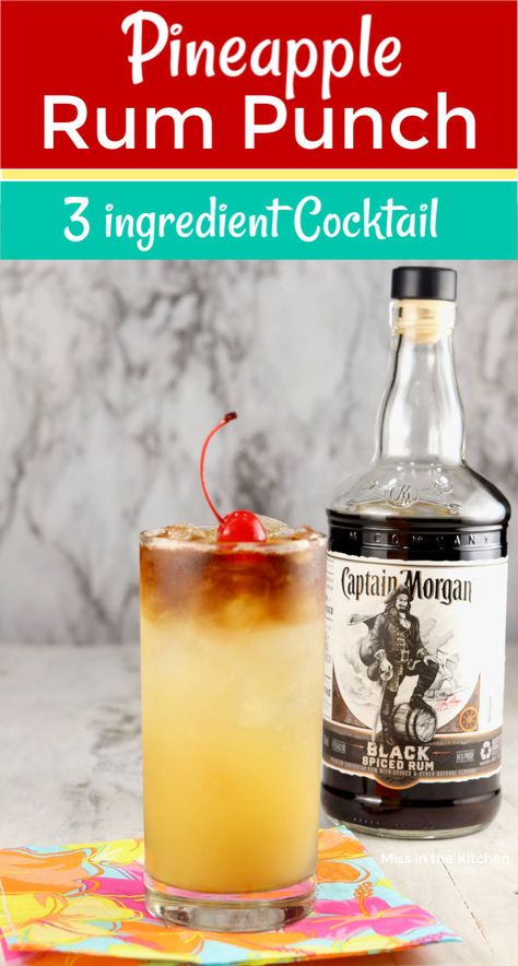 Dark Rum Drinks, Pineapple Rum Punch, Spiced Rum Drinks, Spiced Rum Cocktails, Rum Drinks Recipes, Rum Punch Recipes, Coctails Recipes, Pineapple Cocktail, Morgan Black