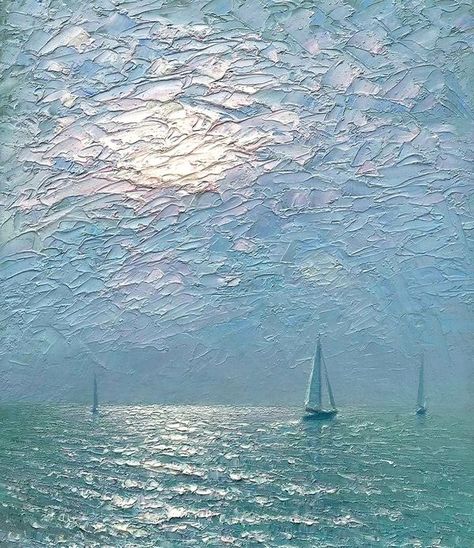 Dmitry Oleyn, Sea Texture, Home Office Art, Sailboat Painting, Sailing Boats, Coastal Wall Decor, Silver Sea, Ship Paintings, Seascape Art