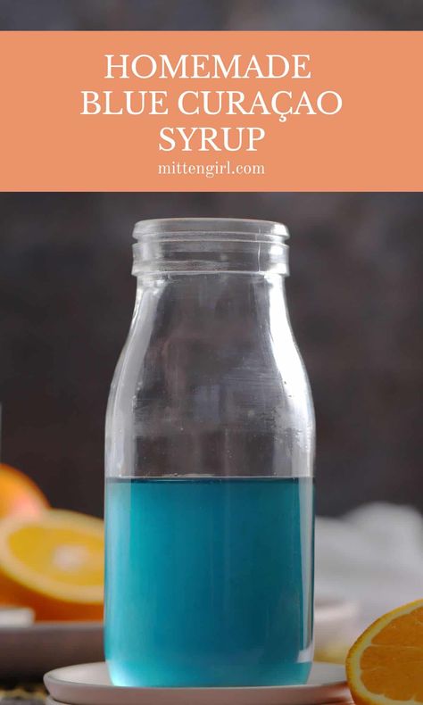 Quick and easy to make at home with pantry ingredients, citrus orange flavored Blue Curacao syrup is a delicious and fun ingredient for cocktails and mocktails. Blue Raspberry Syrup Recipe, Flavored Syrups For Drinks, Cocktail Syrup Recipes, Fruit Simple Syrup Recipe, Karo Syrup Recipes, Syrups For Cocktails, Blue Raspberry Syrup, Tropical Drink Recipes, Orange Simple Syrup