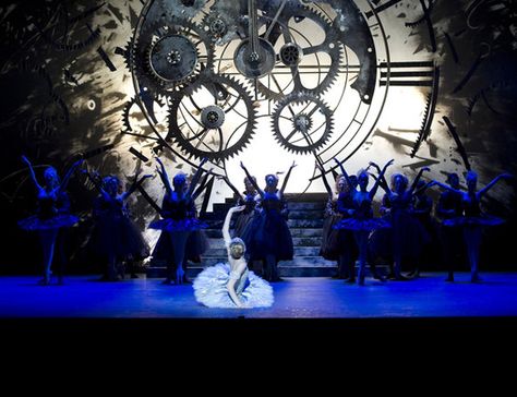 Battle of the ballets | ELLE UK Giant Clock, Radium Girls, Clock Gears, Stage Set Design, Set Design Theatre, Around The World In 80 Days, Dancing In The Moonlight, Theatre Design, Royal Ballet